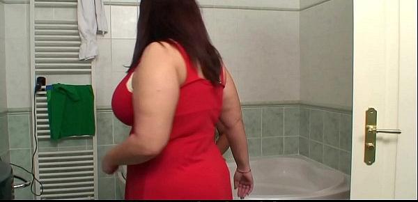  Chubby busty mother inlaw taboo sex in the bathroom